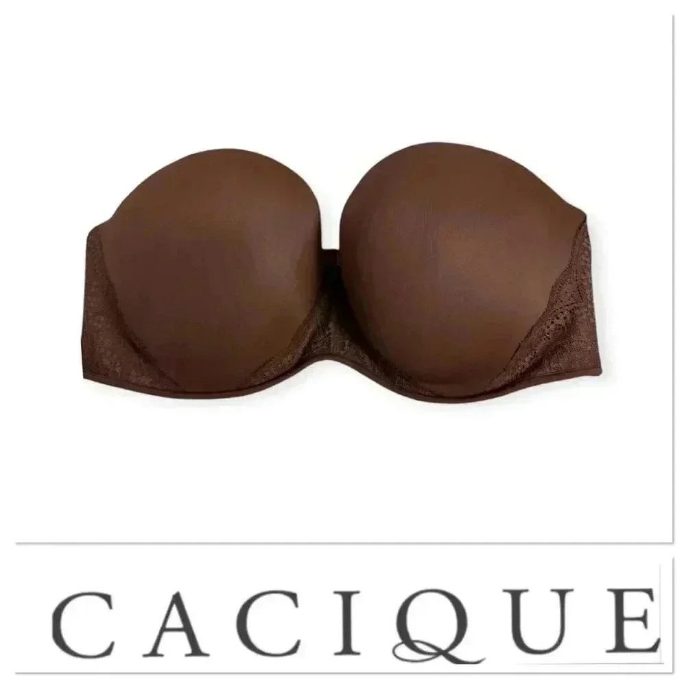 Cacique chocolate brown boost multi way strapless bra size 44E (DD)
